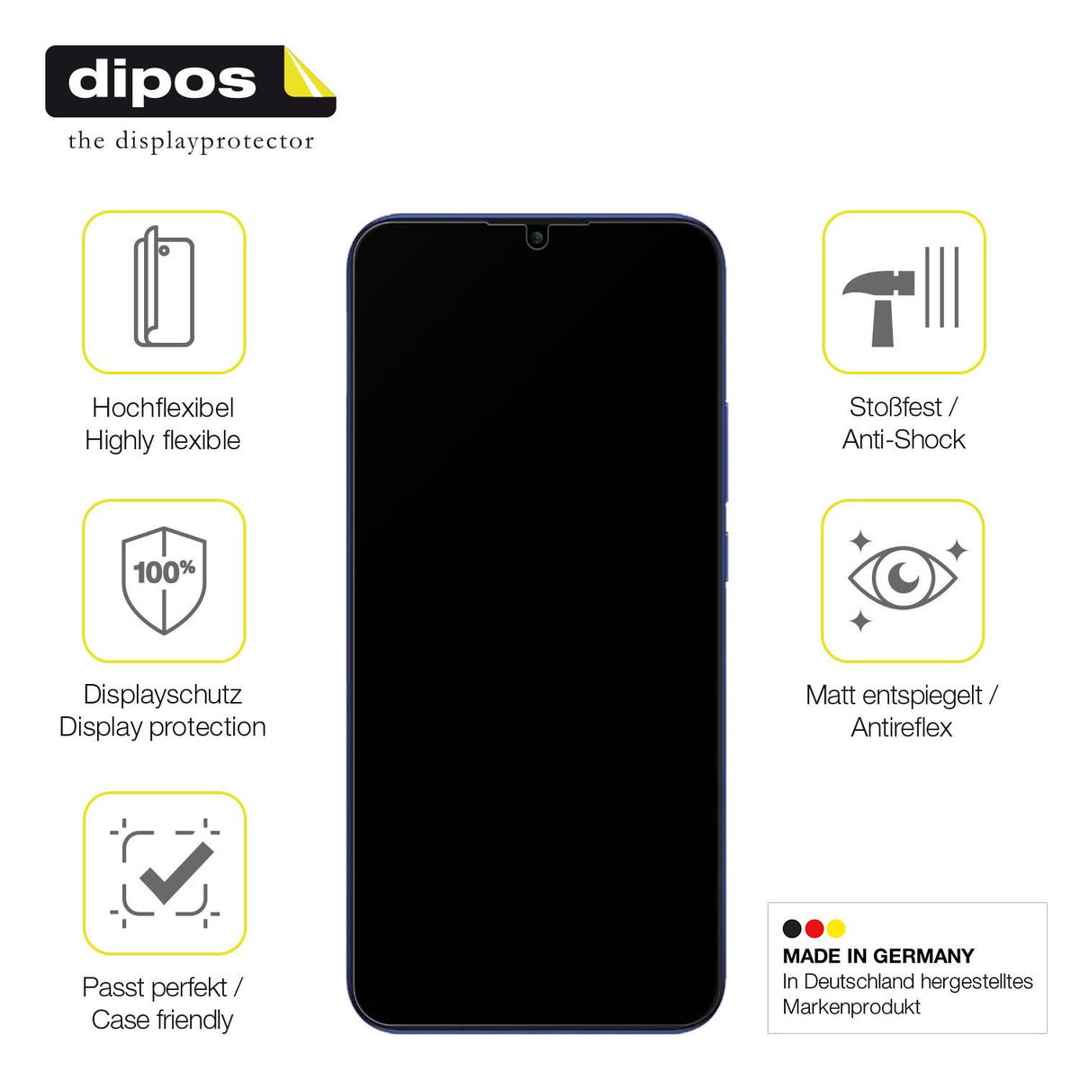 Displayschutz hergestellt in Deutschland, höchste Qualität made in Germany