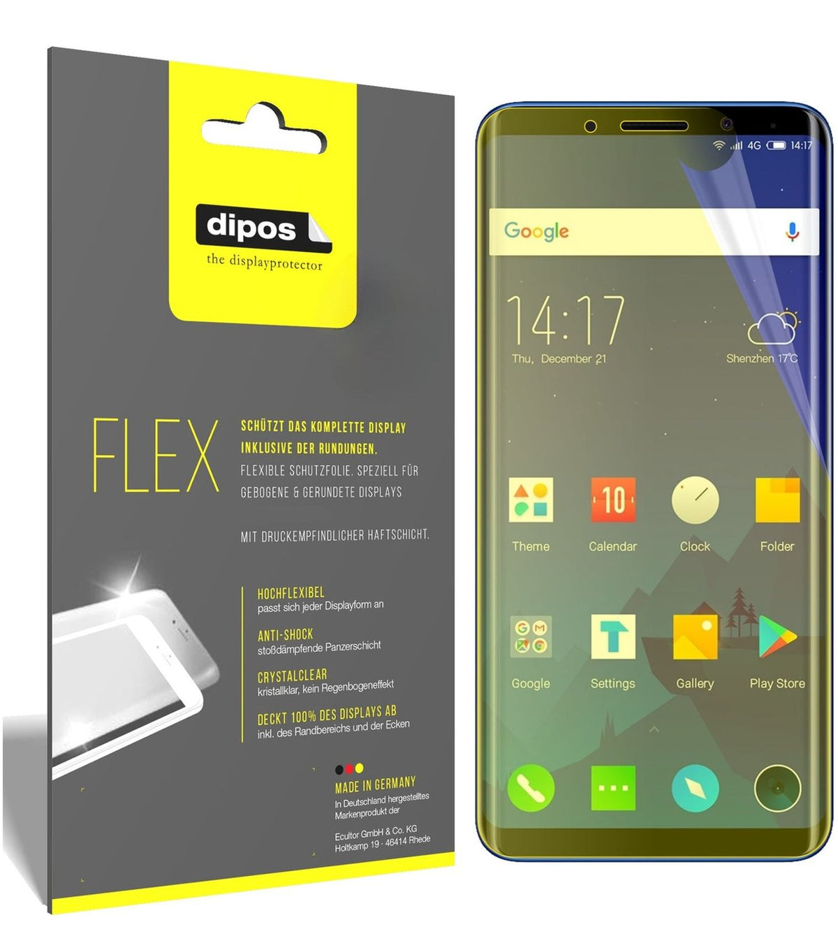2x 3D Full Cover Schutzfolie für Elephone U