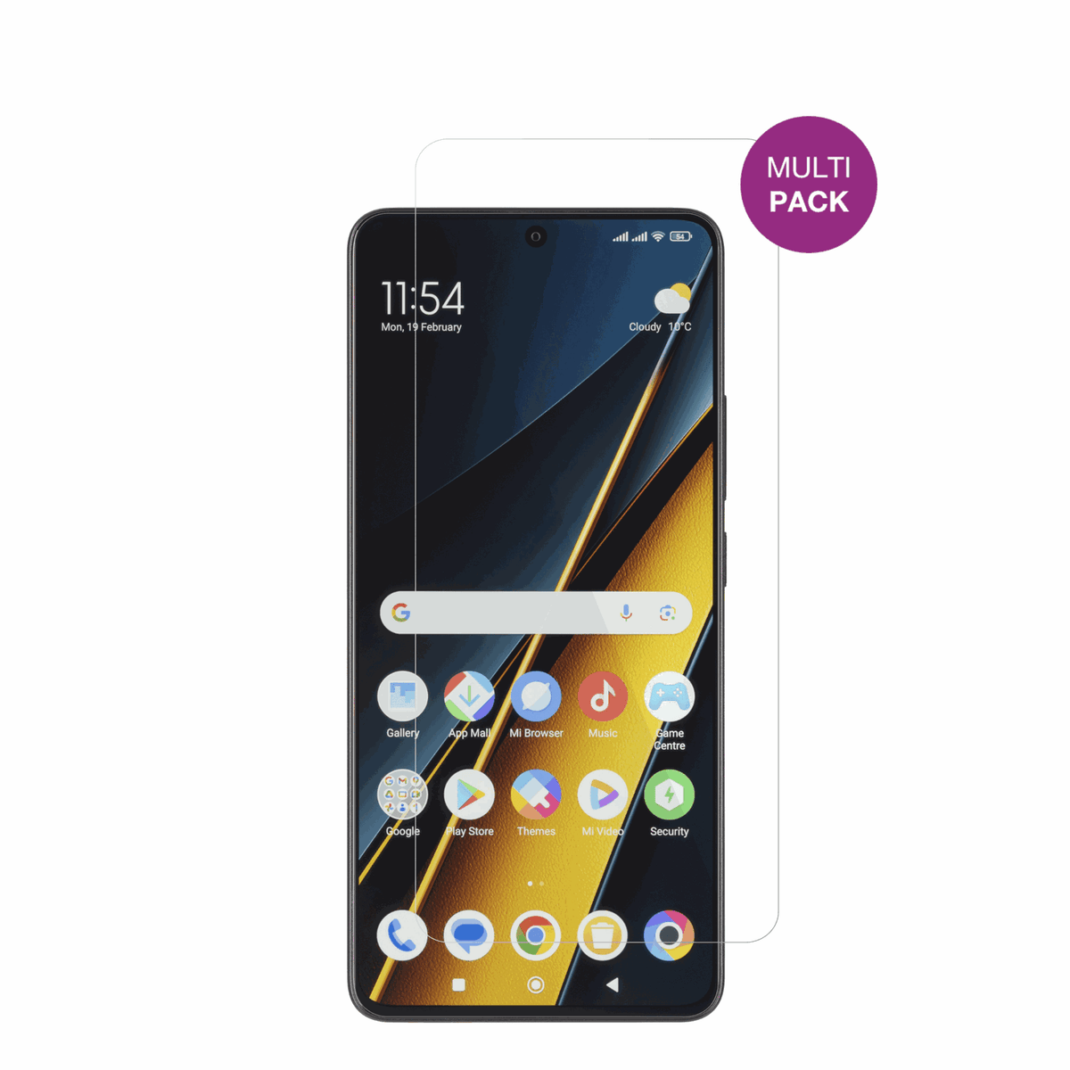 PocoX6 Pro 5g mit aufgebrachter dipos Displayschutzfolie, glasklare Darstellung ohne Einschränkungen