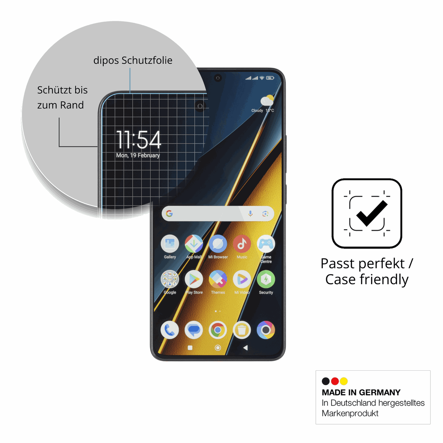 Besonders flexibler Displayschutz mit Anti-Shock-Schicht im Materialmix