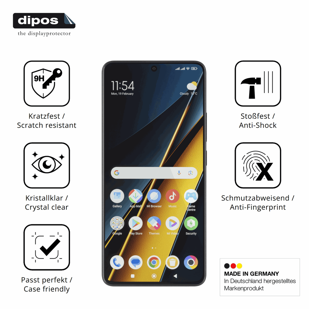 Displayschutz hergestellt in Deutschland, höchste Qualität made in Germany
