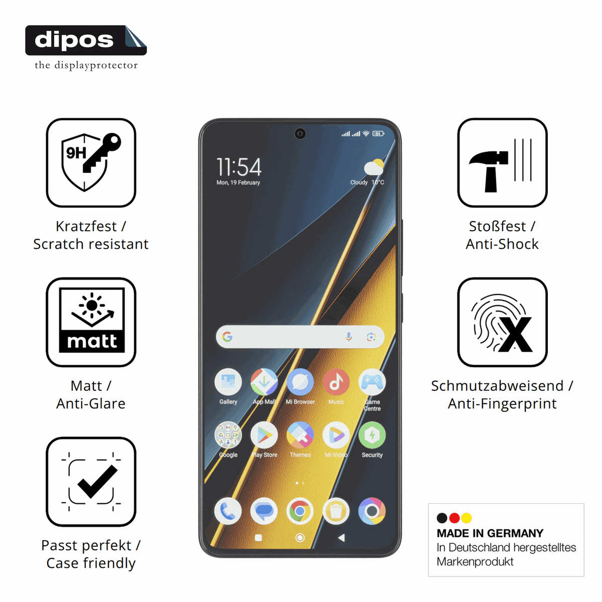 Displayschutz hergestellt in Deutschland, höchste Qualität made in Germany