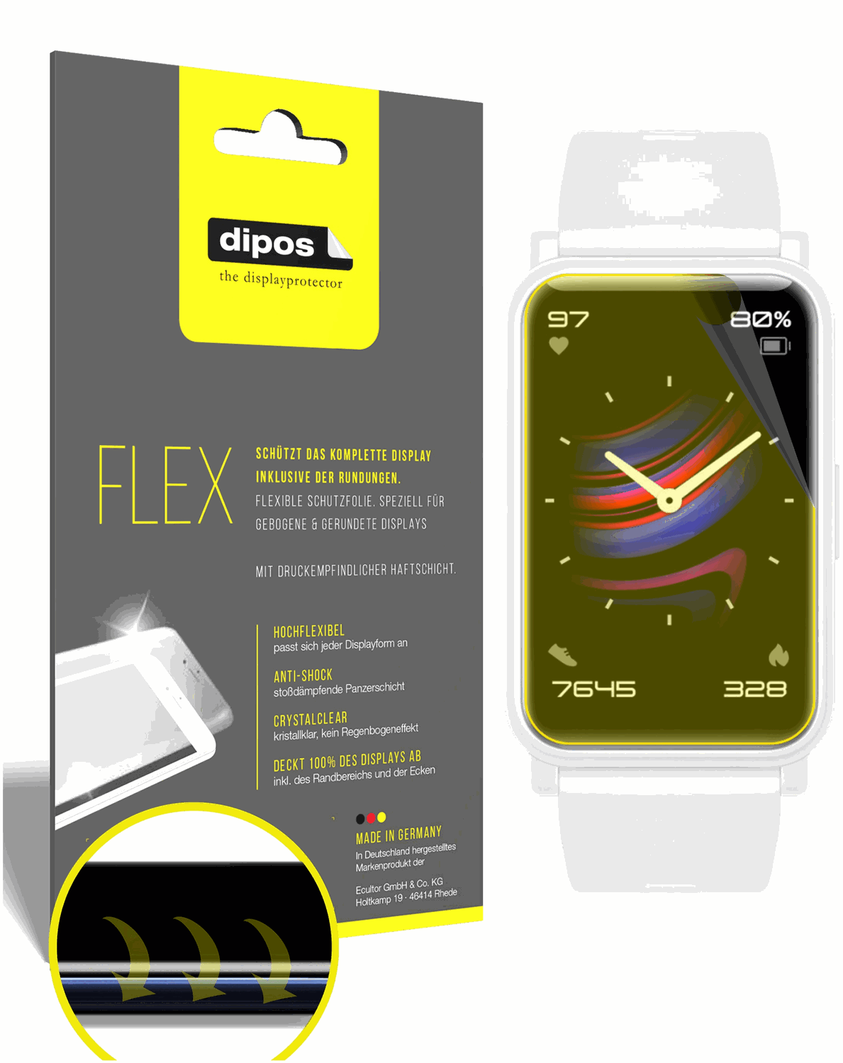 3x 3D Full Cover Schutzfolie für Honor Watch ES