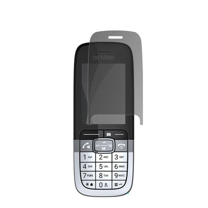 MitelOpenScape DECT Phone SL7 mit aufgebrachter dipos Flex Schutzfolie, die seitliche Einblicke blockiert