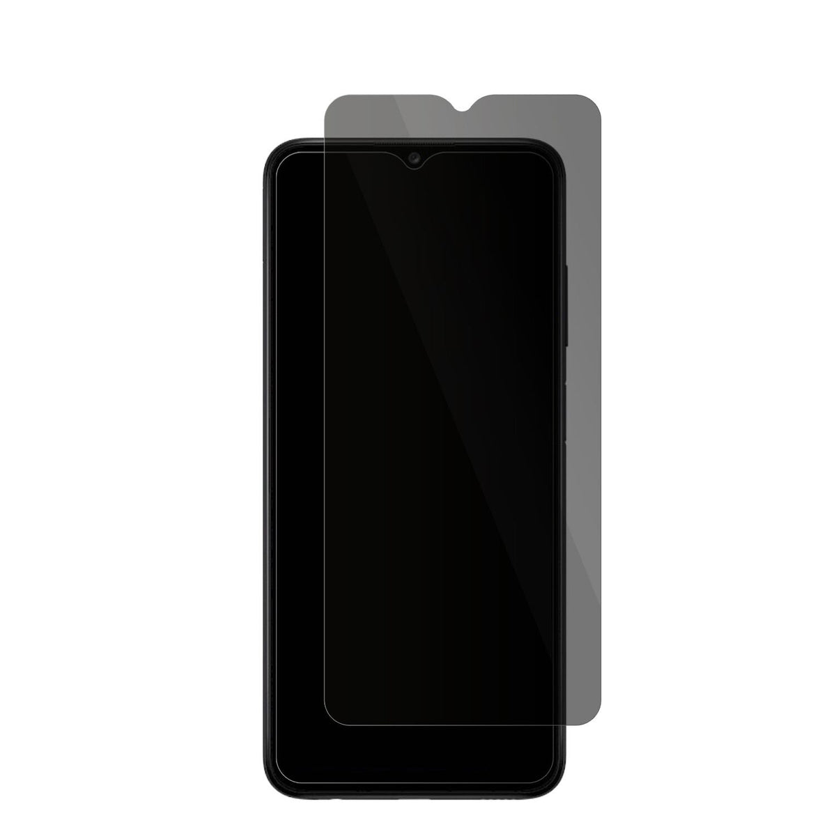 SamsungGalaxy A04s mit aufgebrachter dipos Flex Schutzfolie, die seitliche Einblicke blockiert