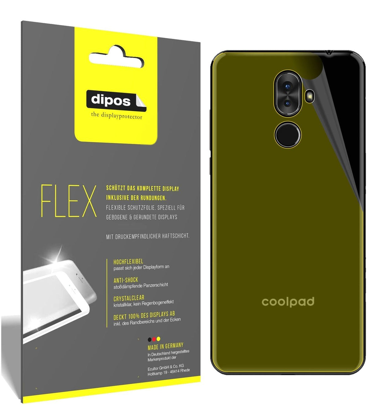 2x 3D Full Cover Schutzfolie für Coolpad Note 8 Rückseite