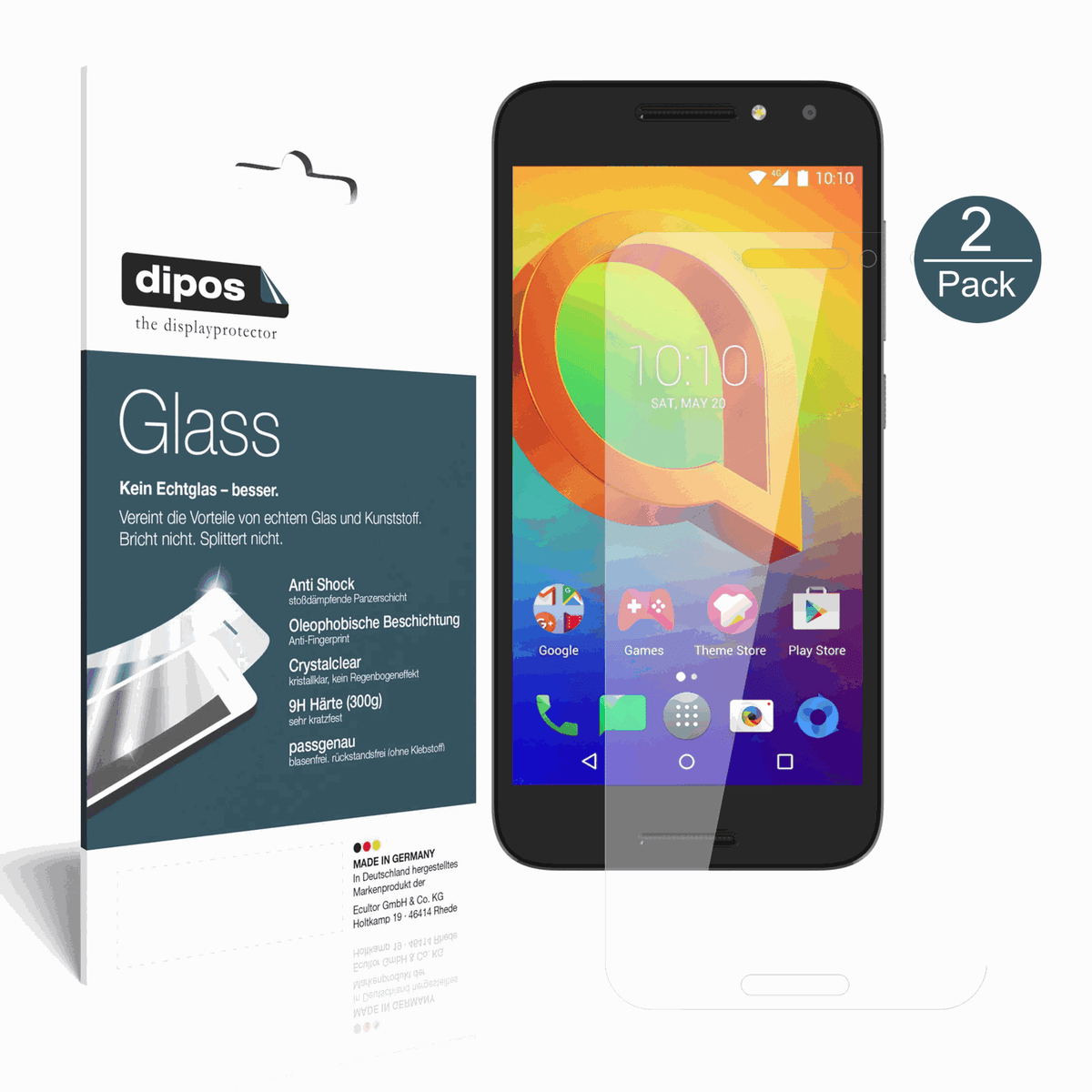2x 9H Schutzfolie für Alcatel A3 Panzerfolie