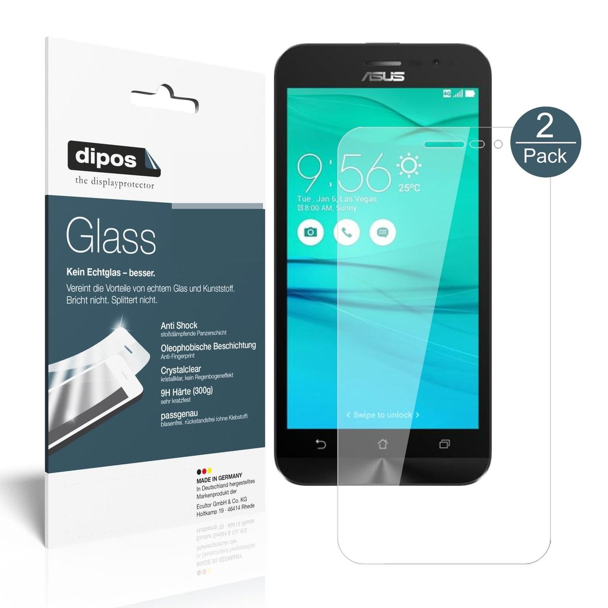 2x 9H Schutzfolie für Asus Zenfone Go (2017) Panzerfolie