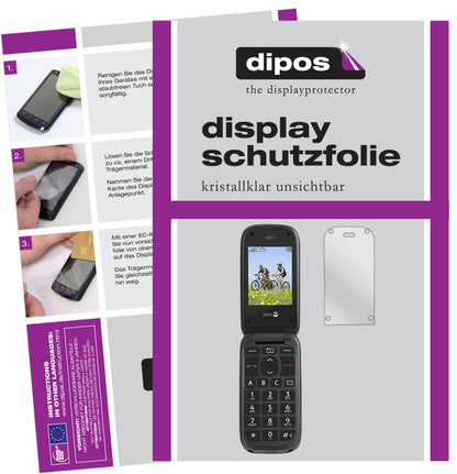 DoroPhoneEasy 613 mit aufgebrachter dipos Displayschutzfolie, glasklare Darstellung ohne Einschränkungen