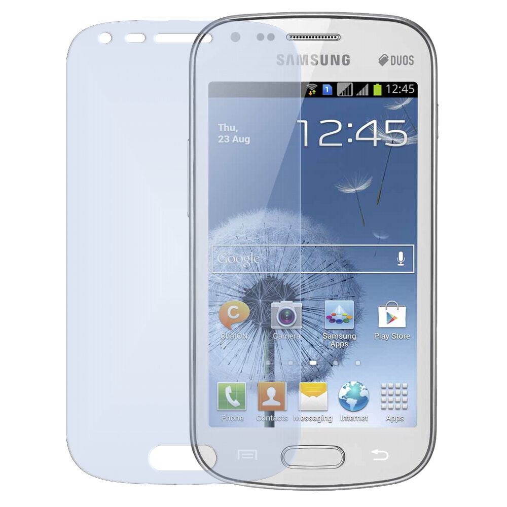 Galaxy S Duos S7562Samsung mit aufgebrachter dipos Displayschutzfolie, glasklare Darstellung ohne Einschränkungen
