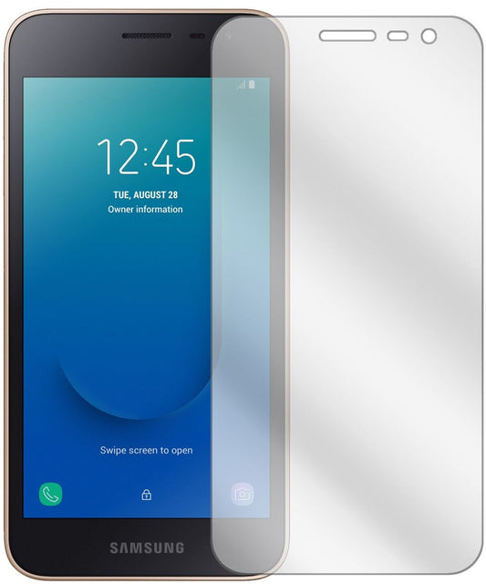 Klare Displayschutzfolie von dipos passend für Samsung Galaxy J2 Core (2018), präziser Zuschnitt und blasenfrei montiert