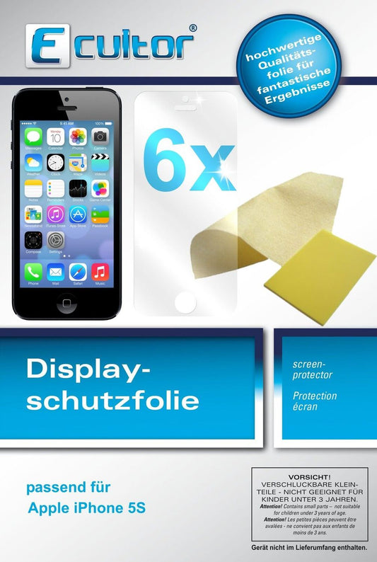 6x Schutzfolie klar für iPhone 5S Apple Display-Schutzfolie