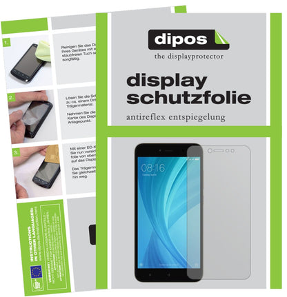 XiaomiNote 5A Prime mit aufgebrachter dipos Displayschutzfolie, die lästige Fingerabdrücke minimiert