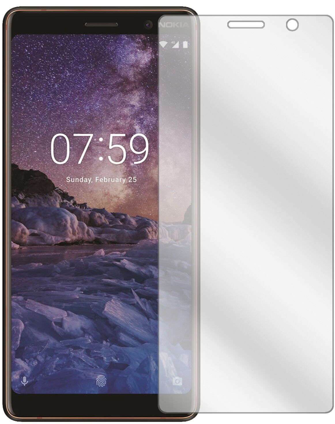 Klare Displayschutzfolie von dipos passend für Nokia 7 Plus, präziser Zuschnitt und blasenfrei montiert