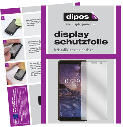 Nokia7 Plus mit aufgebrachter dipos Displayschutzfolie, glasklare Darstellung ohne Einschränkungen
