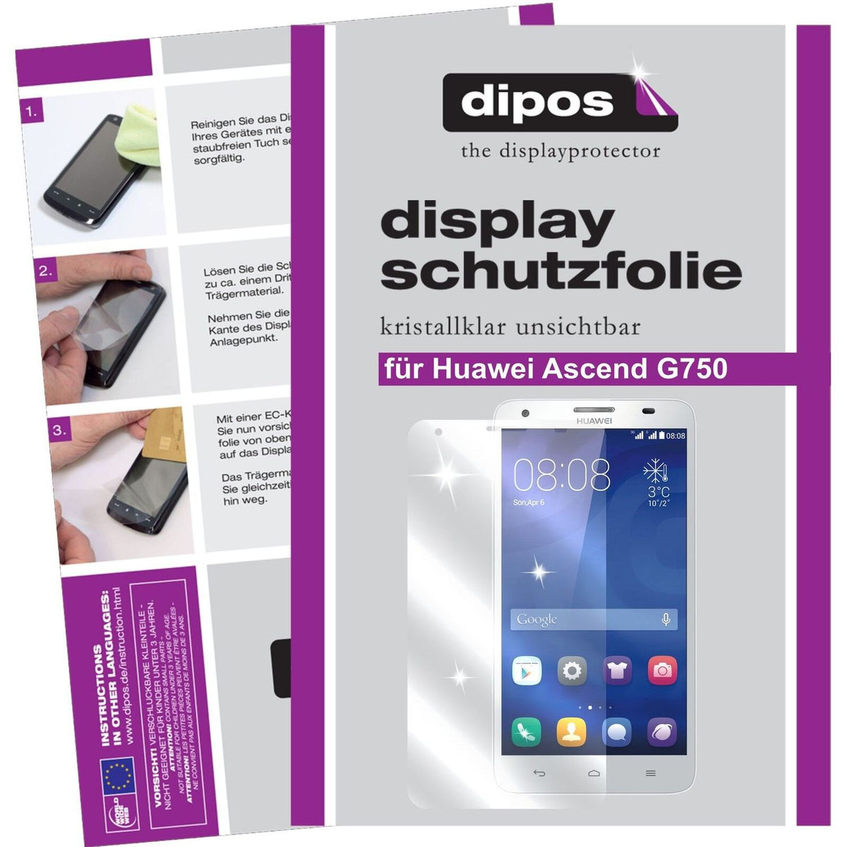 2x Schutzfolie klar für Ascend G750 Huawei Display-Schutzfolie