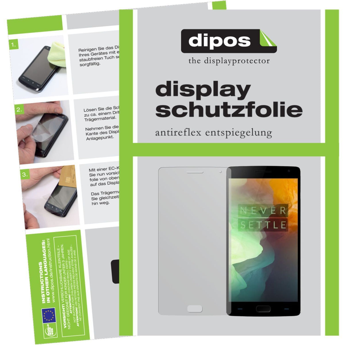 Matte Displayschutzfolie von dipos passend für 2 OnePlus, präziser Zuschnitt und blasenfrei montiert