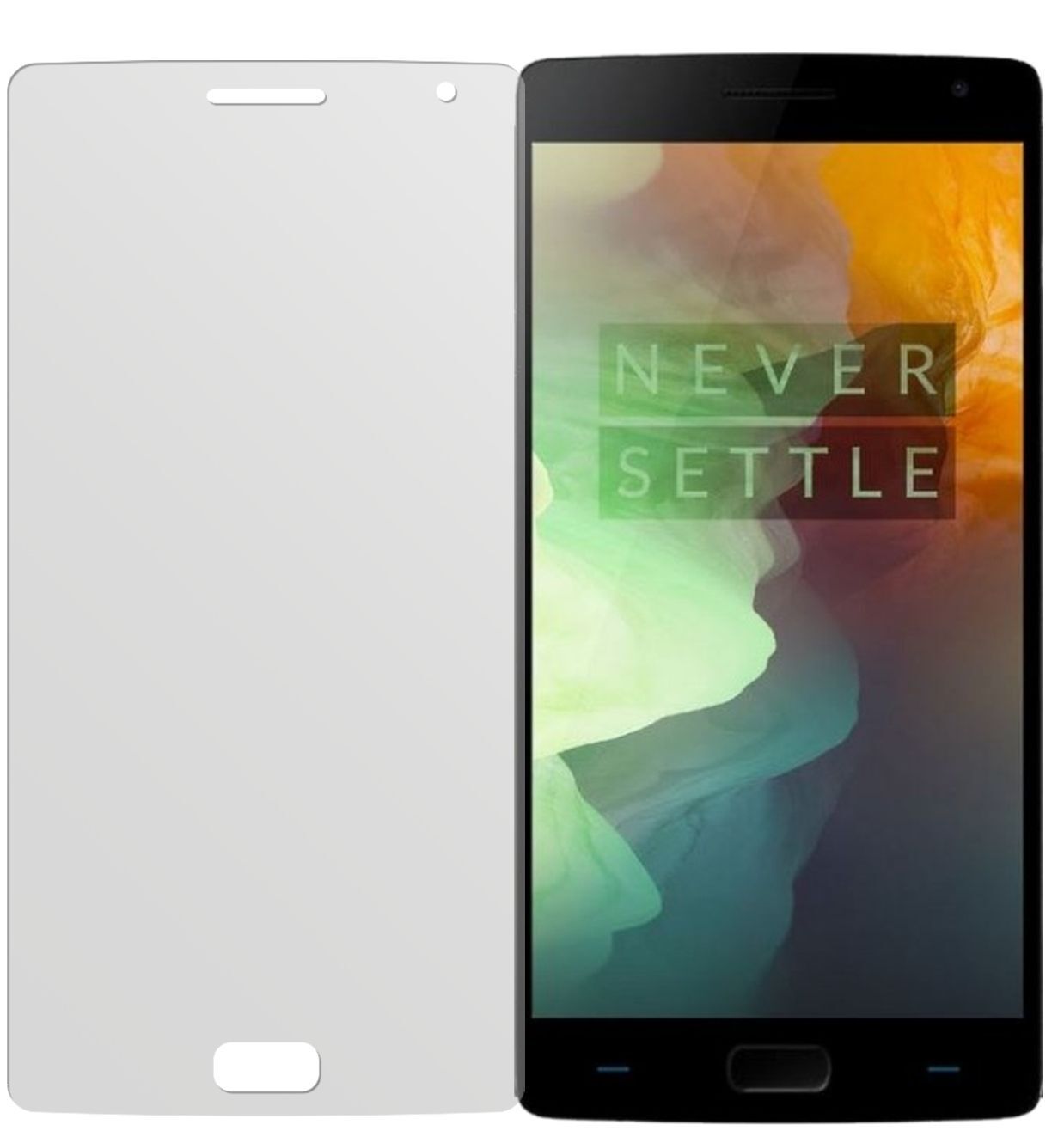 2OnePlus mit aufgebrachter dipos Displayschutzfolie, die lästige Fingerabdrücke minimiert