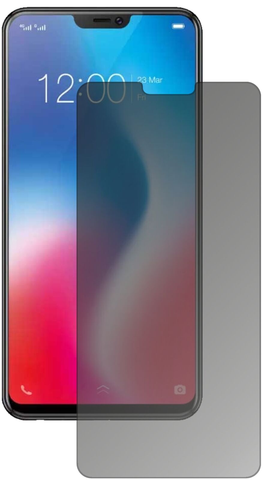 Blickschutzfolie von dipos passend für Vivo V9 Youth, präziser Zuschnitt und blasenfrei montiert
