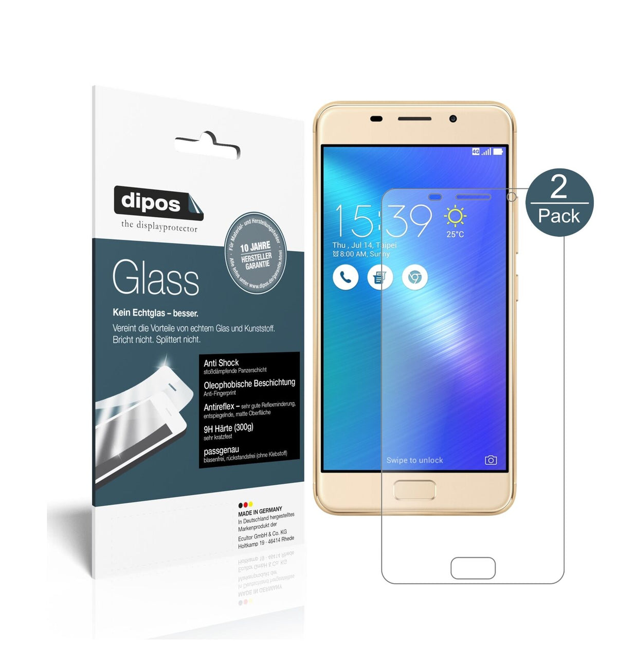 1x 9H Schutzfolie matt für Asus Zenfone 3S Max Panzerfolie