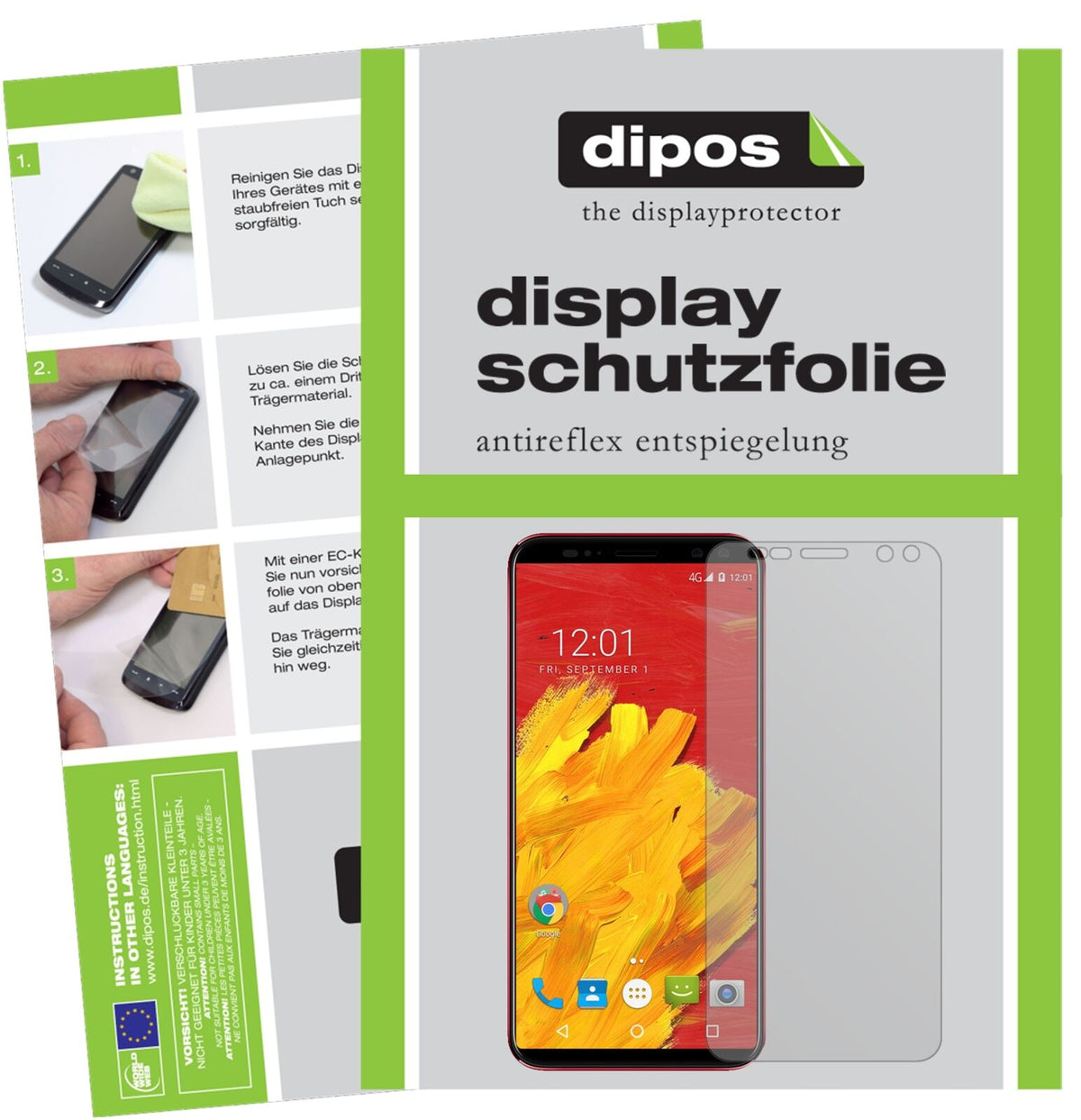 M-HorsePure 3 mit aufgebrachter dipos Displayschutzfolie, die lästige Fingerabdrücke minimiert