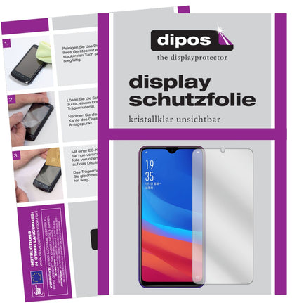 OppoA7x mit aufgebrachter dipos Displayschutzfolie, glasklare Darstellung ohne Einschränkungen