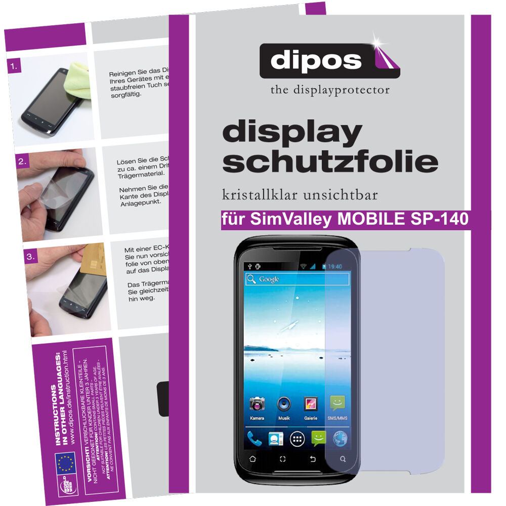 2x Schutzfolie klar für Mobile SP-140 SimValley Display-Schutzfolie