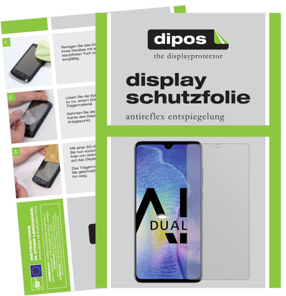 HuaweiMate 20 mit aufgebrachter dipos Displayschutzfolie, die lästige Fingerabdrücke minimiert