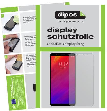 LenovoA5 mit aufgebrachter dipos Displayschutzfolie, die lästige Fingerabdrücke minimiert