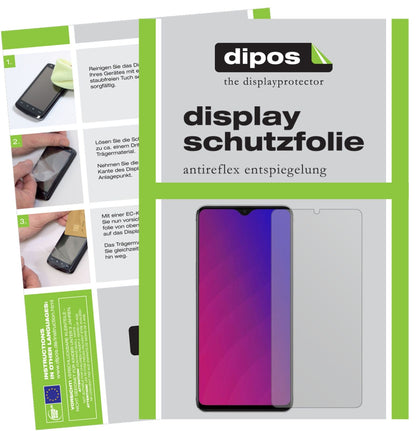 OppoF9 Pro mit aufgebrachter dipos Displayschutzfolie, die lästige Fingerabdrücke minimiert