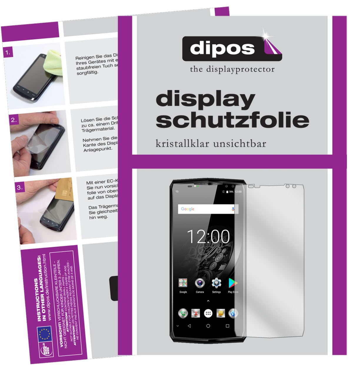 OukitelK10 mit aufgebrachter dipos Displayschutzfolie, glasklare Darstellung ohne Einschränkungen
