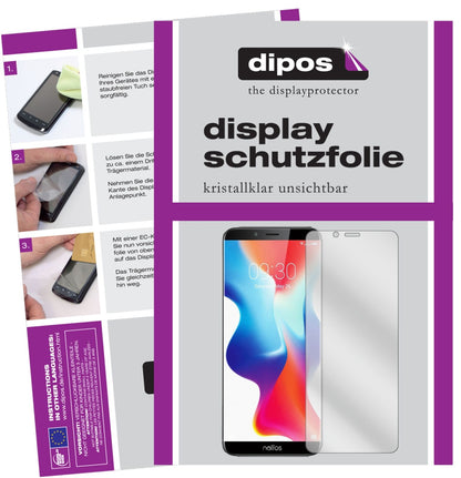 TP-LinkNeffos X9 mit aufgebrachter dipos Displayschutzfolie, glasklare Darstellung ohne Einschränkungen