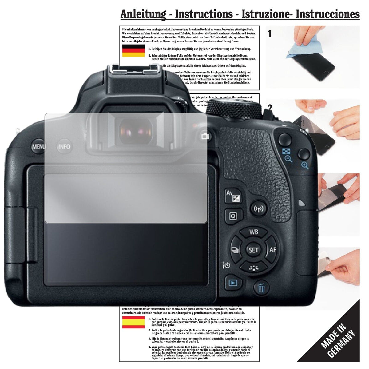 6x Schutzfolie klar für Canon EOS 800D Display-Schutzfolie