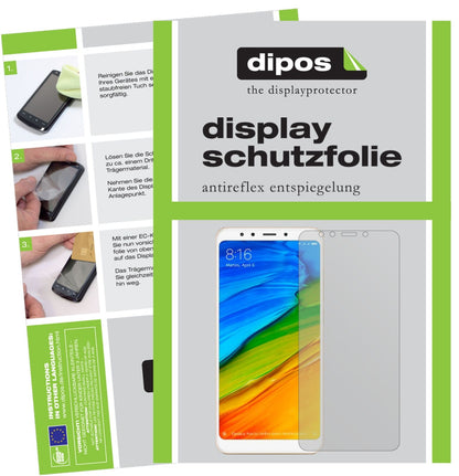 XiaomiRedmi 5 Plus mit aufgebrachter dipos Displayschutzfolie, die lästige Fingerabdrücke minimiert