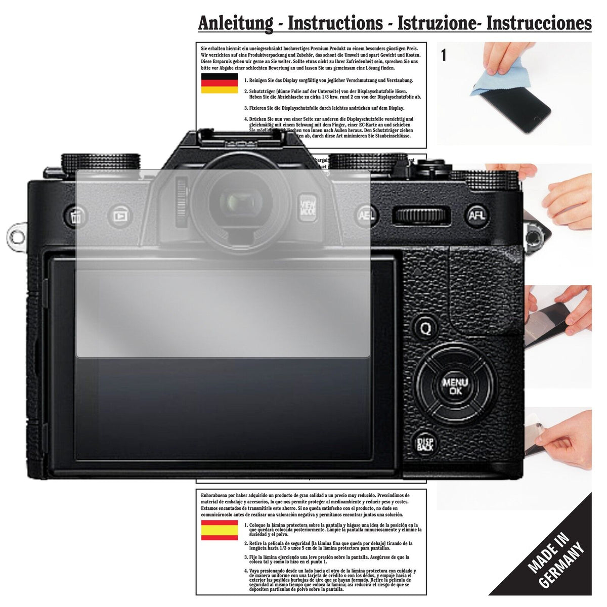 6x Schutzfolie klar für Fujifilm X-T20 Display-Schutzfolie