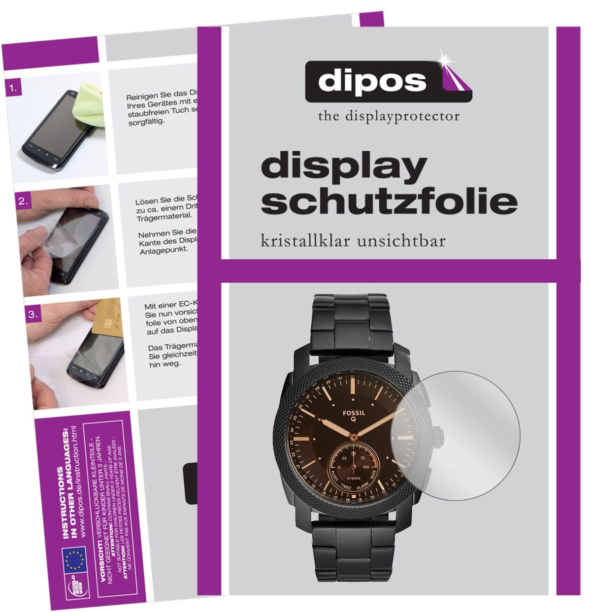 5x Schutzfolie klar für Fossil Q Machine Display-Schutzfolie