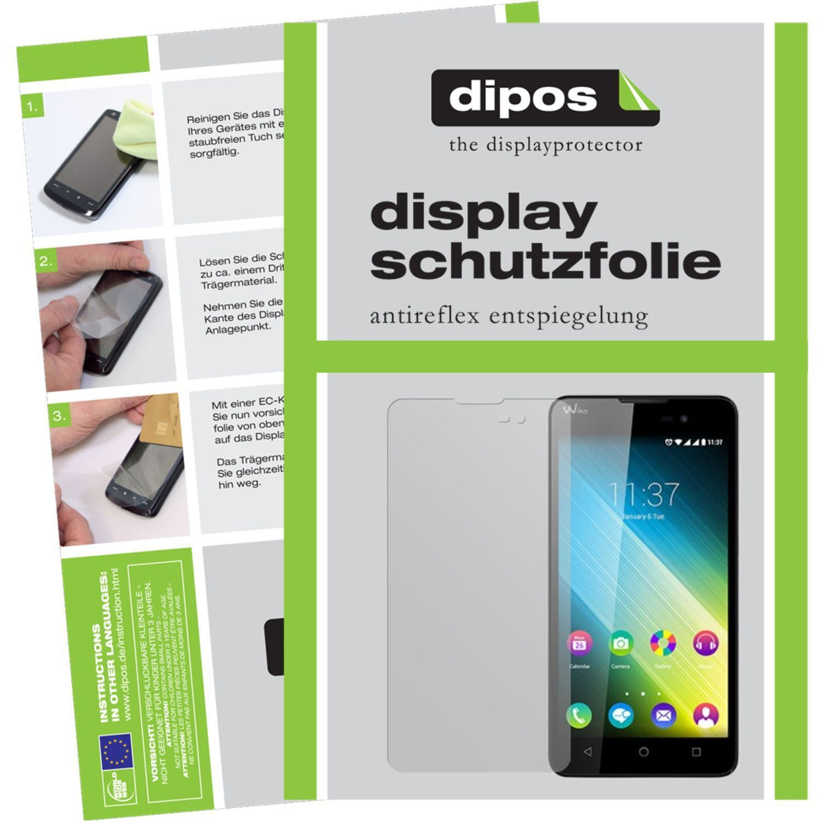 Matte Displayschutzfolie von dipos passend für Lenny 2 Wiko, präziser Zuschnitt und blasenfrei montiert