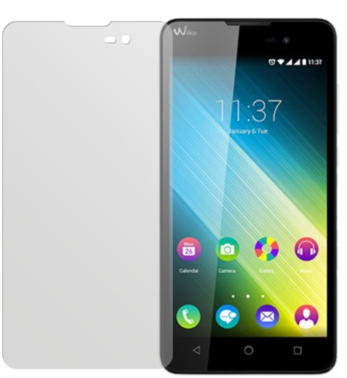 Lenny 2Wiko mit aufgebrachter dipos Displayschutzfolie, die lästige Fingerabdrücke minimiert