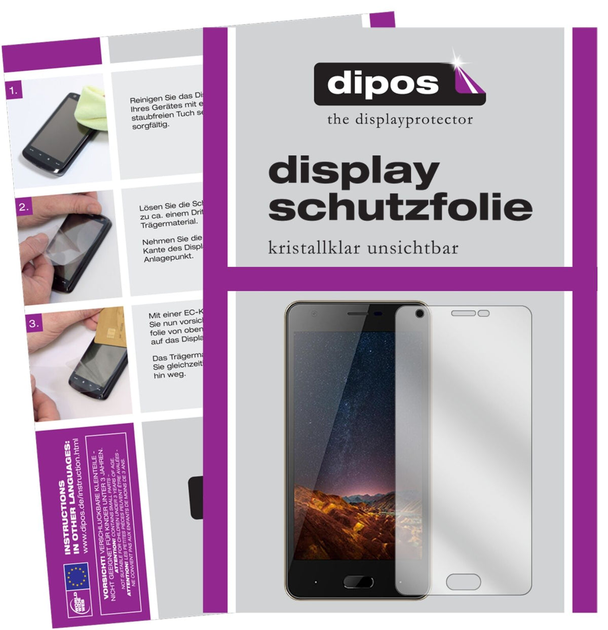 DoogeeX20L mit aufgebrachter dipos Displayschutzfolie, glasklare Darstellung ohne Einschränkungen
