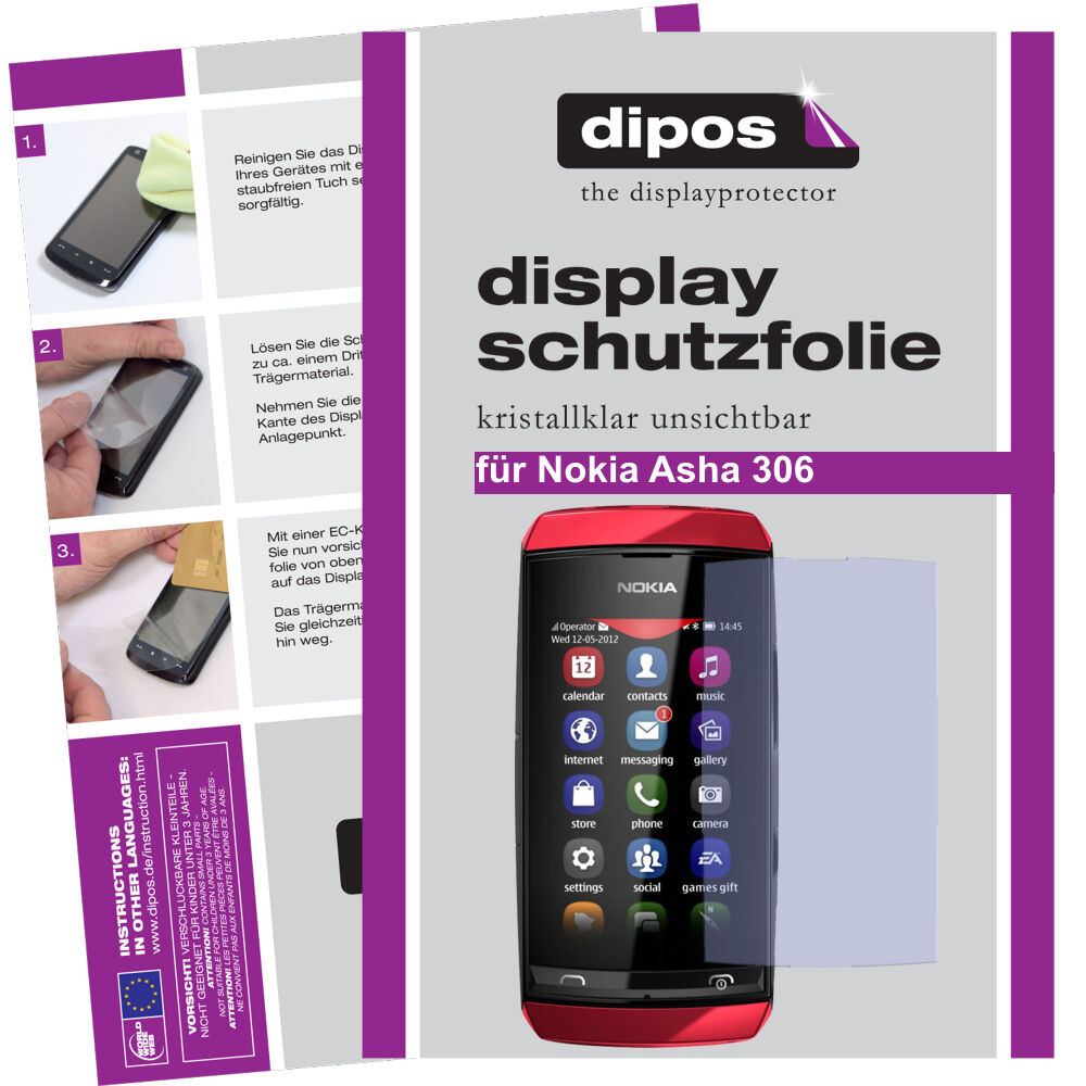 2x Schutzfolie klar für Asha 306 Nokia Display-Schutzfolie