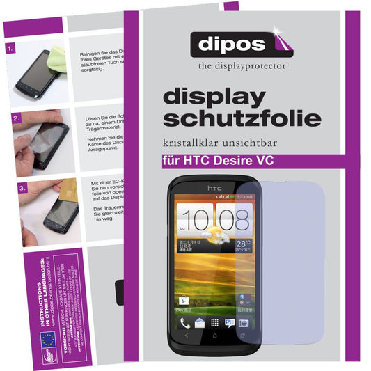 Klare Displayschutzfolie von dipos passend für Desire V HTC, präziser Zuschnitt und blasenfrei montiert