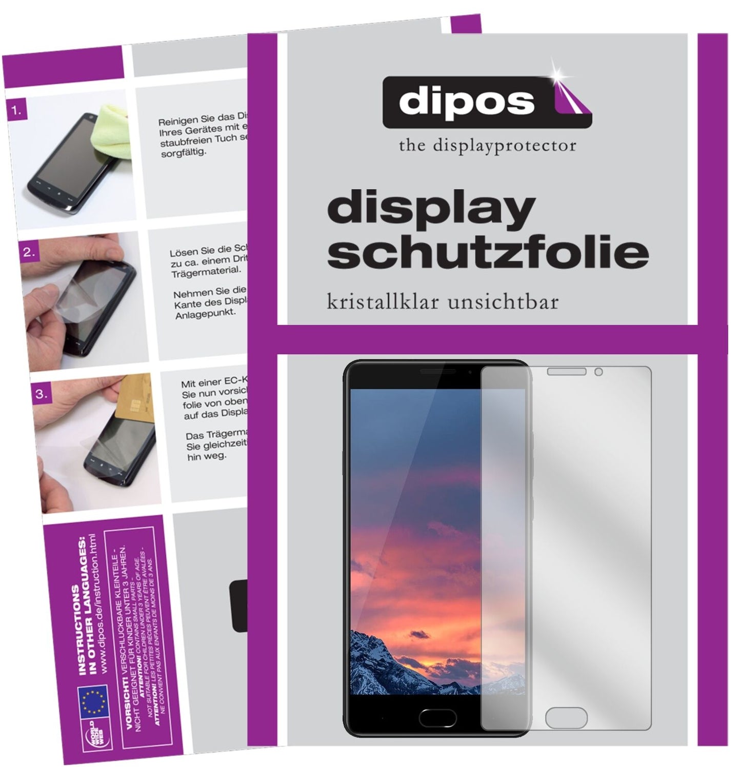 VerneeThor Plus mit aufgebrachter dipos Displayschutzfolie, glasklare Darstellung ohne Einschränkungen