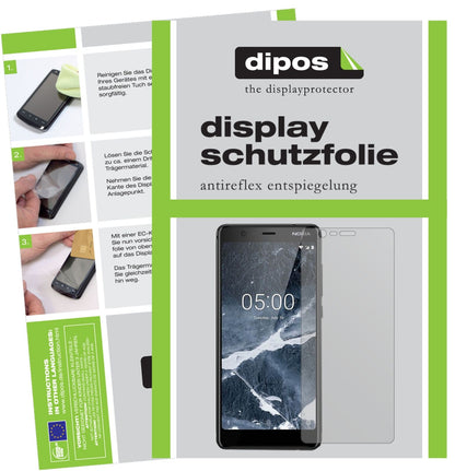 Nokia46027 mit aufgebrachter dipos Displayschutzfolie, die lästige Fingerabdrücke minimiert