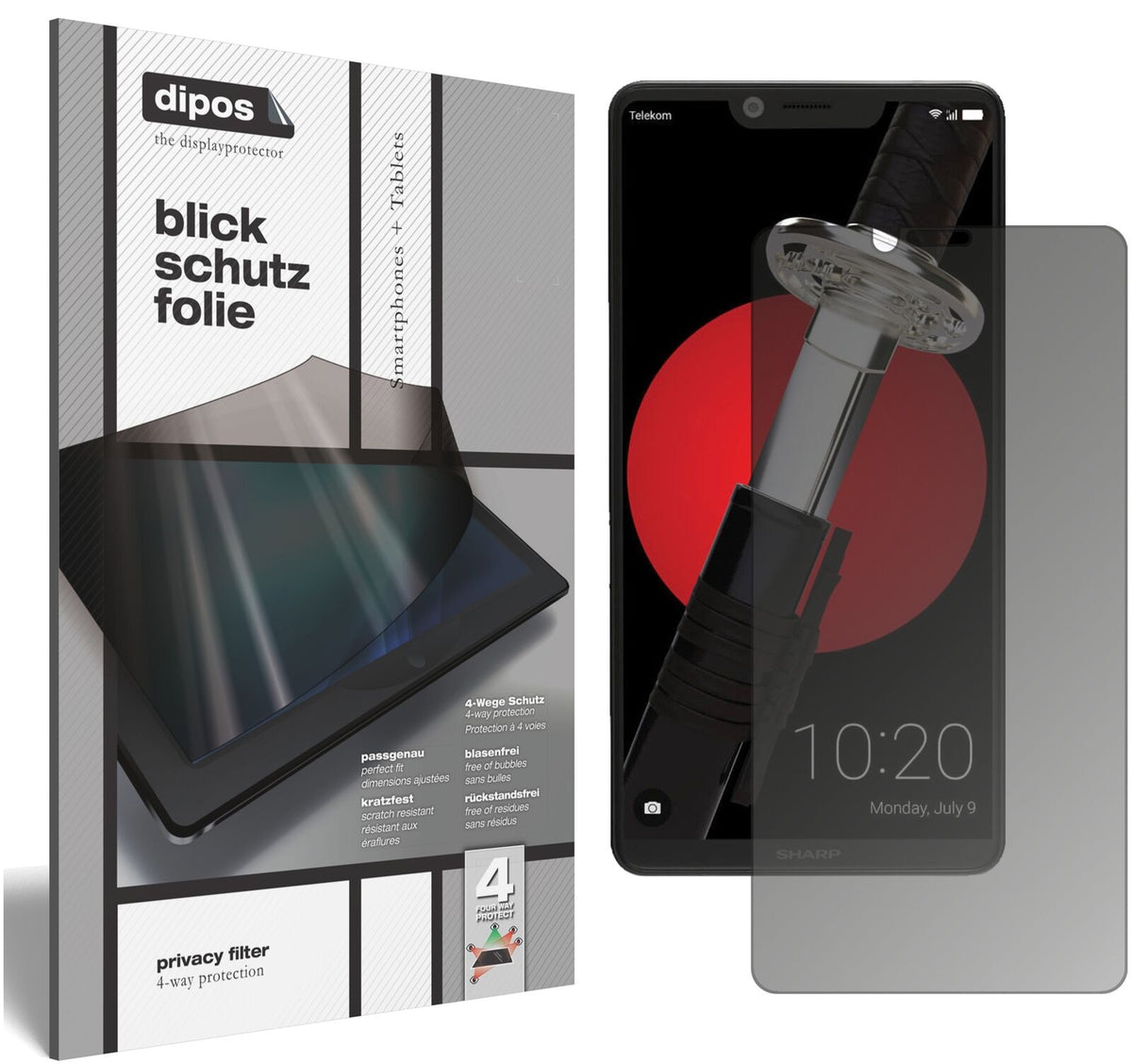 Blickschutzfolie für Sharp Aquos D10 matt Schutzfolie Privacy