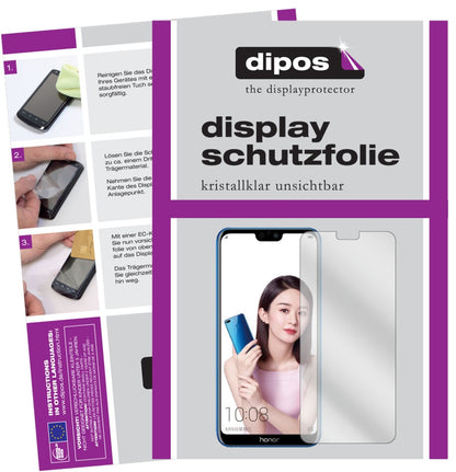 Honor9i 2018 mit aufgebrachter dipos Displayschutzfolie, glasklare Darstellung ohne Einschränkungen