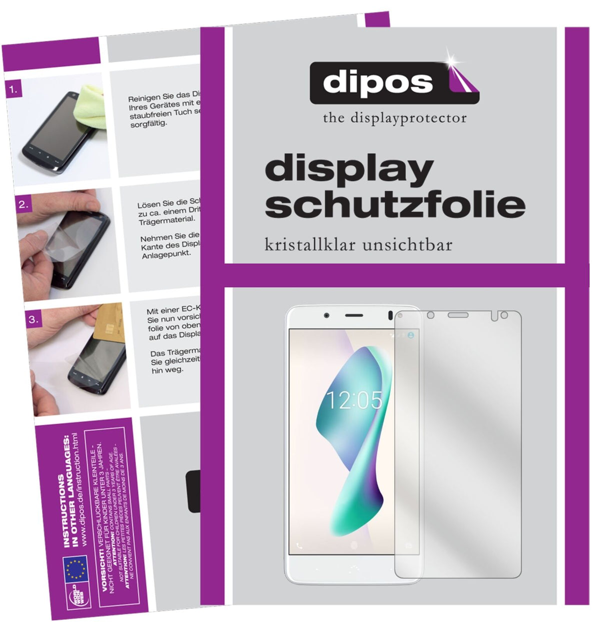 BQAquaris VS Plus mit aufgebrachter dipos Displayschutzfolie, glasklare Darstellung ohne Einschränkungen
