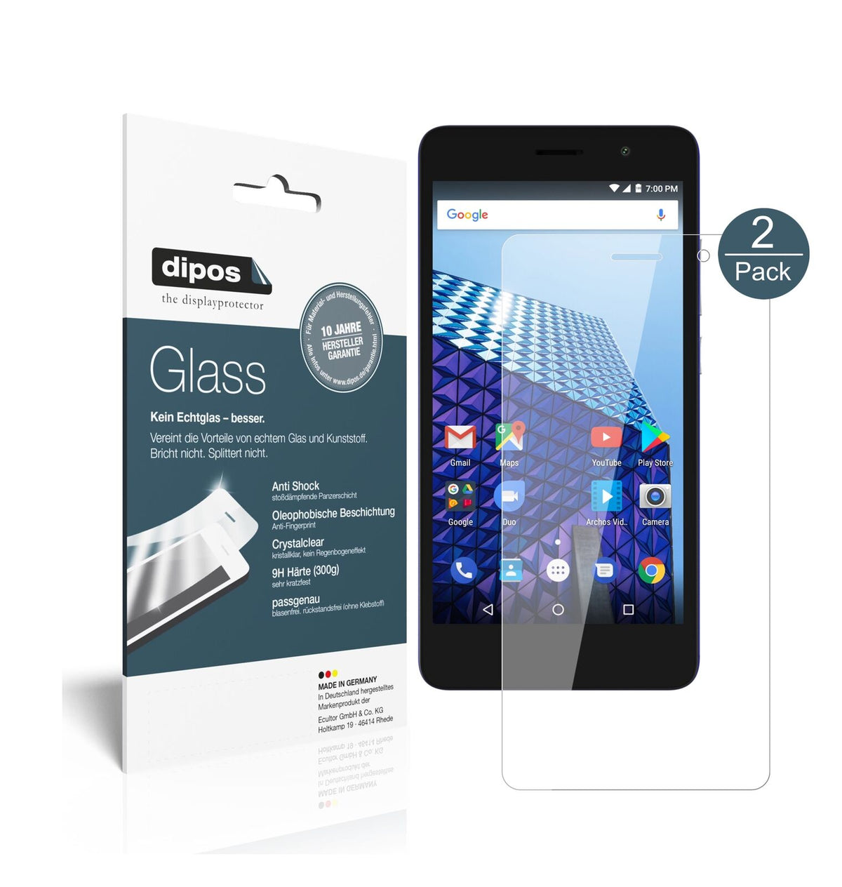 1x 9H Schutzfolie für Archos Access 50 Color Panzerfolie