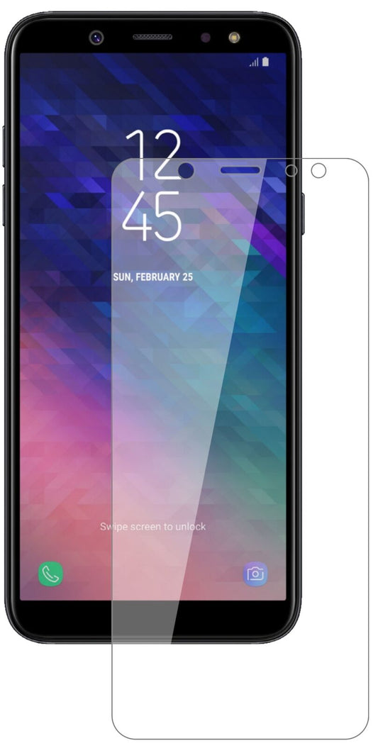 Klare Displayschutzfolie von dipos passend für Samsung Galaxy A6 Plus (2018), 9H kratzfest und blasenfrei montiert