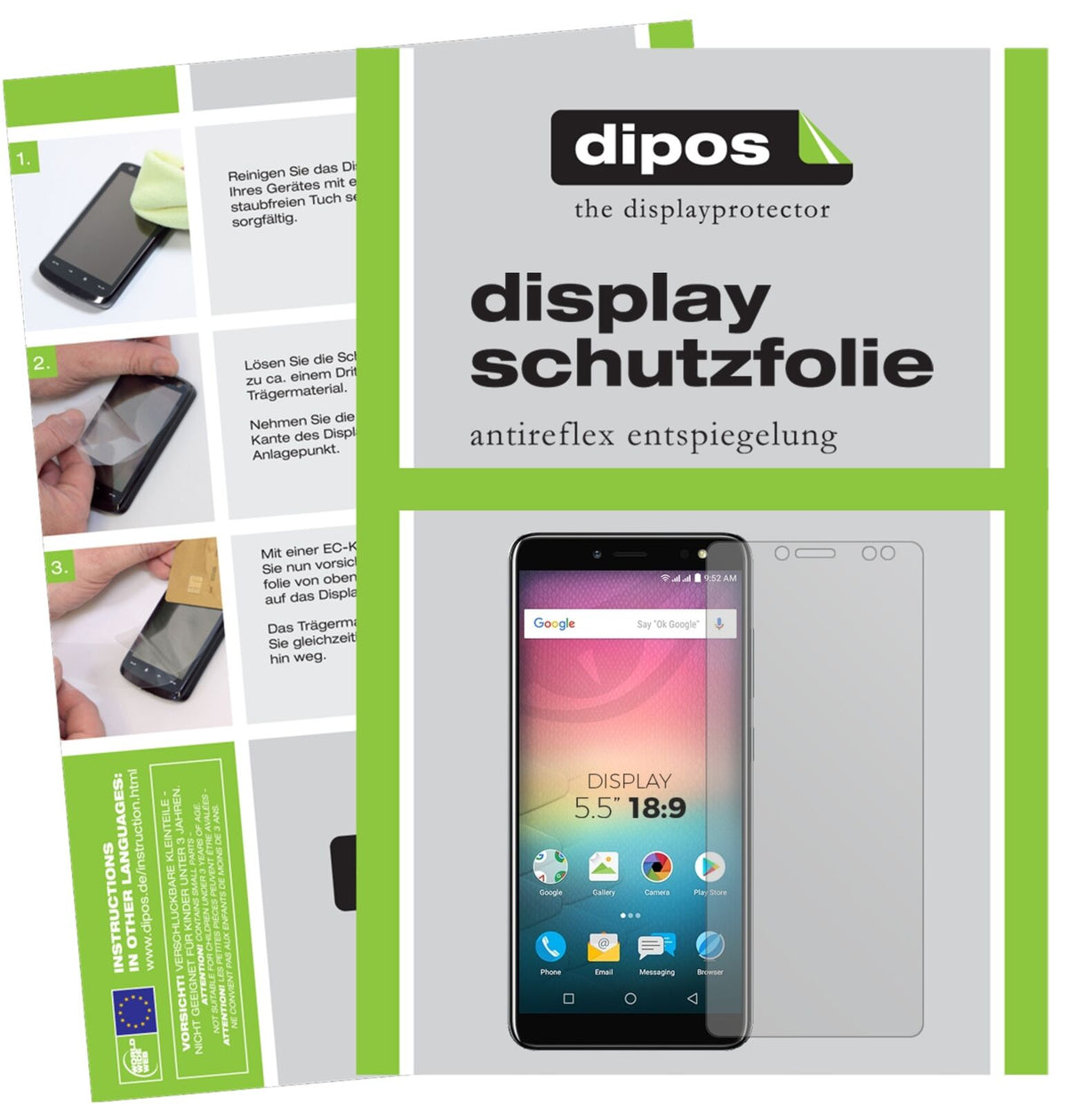 AllviewV3 Viper mit aufgebrachter dipos Displayschutzfolie, die lästige Fingerabdrücke minimiert