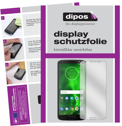 LenovoMoto G6 mit aufgebrachter dipos Displayschutzfolie, glasklare Darstellung ohne Einschränkungen